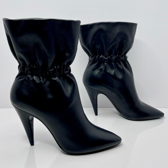 Saint Laurent ‘Etienne’ Ruffled Leather Ankle Booties - Picture 10 of 15